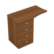 Брифинг-приставка с тумбой 4-ящичной с лотком, левая