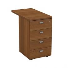 Тумба приставная 4-ящичная с крышкой, центральным замком и лотком 800x450x750 мм