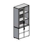 Шкаф книжный со стеклянными дверьми в рамке 369