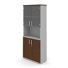 "Милан" Шкаф глухие+стекл. двери с нишей