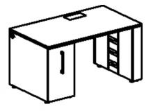 **СТОЛ РАБОЧИЙ с OrgTower (левый,правый) (вставка в узкую опору из метал. перф. щита) 700x1800x740 мм