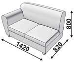 Диванная секция Тироль двойная с одним подлокотником лев/прав
